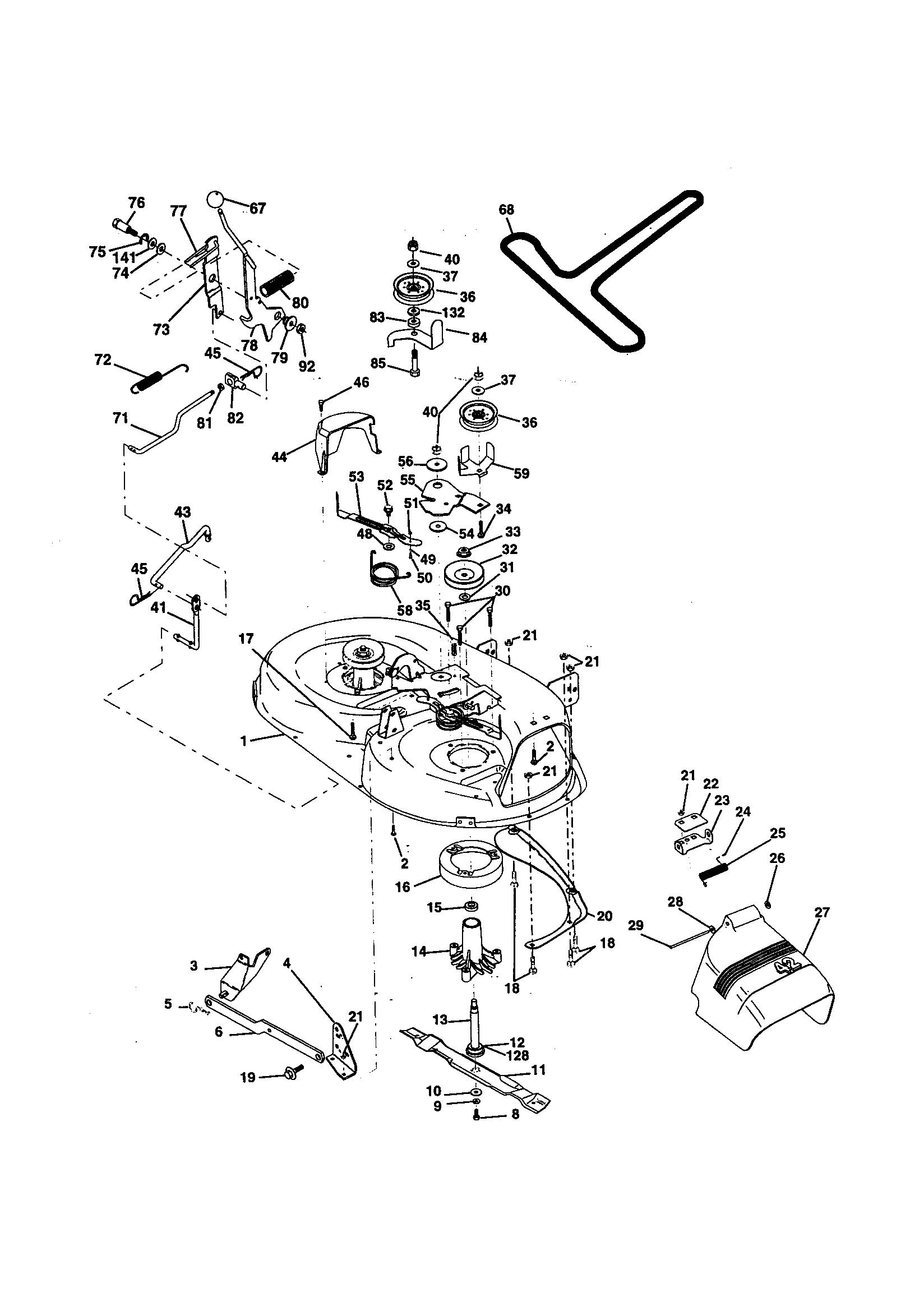 Mower Deck Diagram and Parts List for 917259140  Craftsman Lawn Tractor