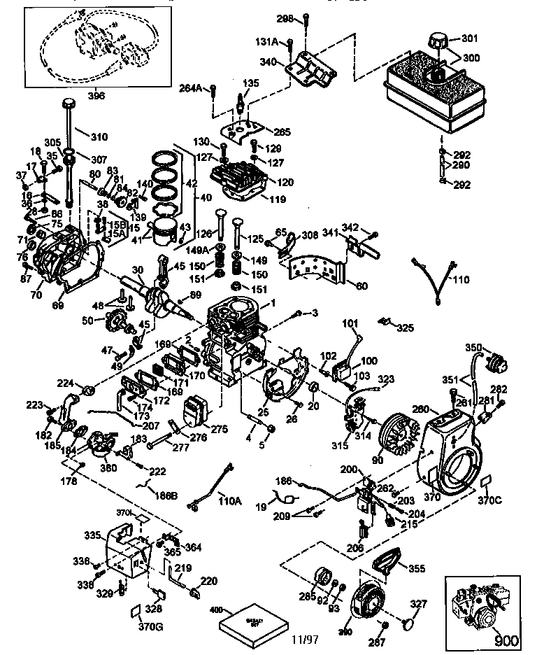 Replacement Parts Diagram and Parts List for 143978501  Craftsman Engine