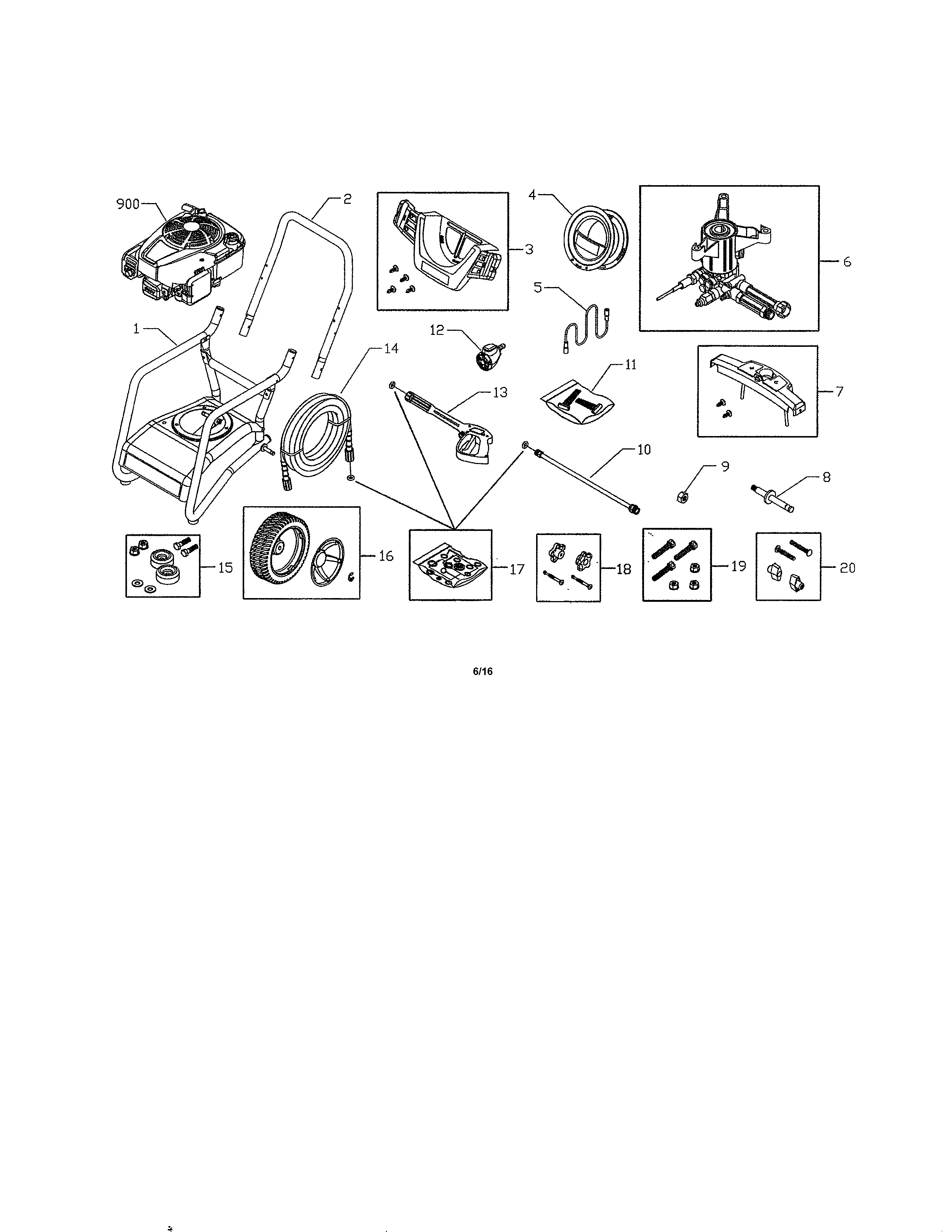 Main Unit Diagram and Parts List for 580752881  Craftsman Pressure Washer
