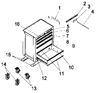 Cabinet Parts Diagram and Parts List for 706597092  Craftsman Tool Stand & Cart
