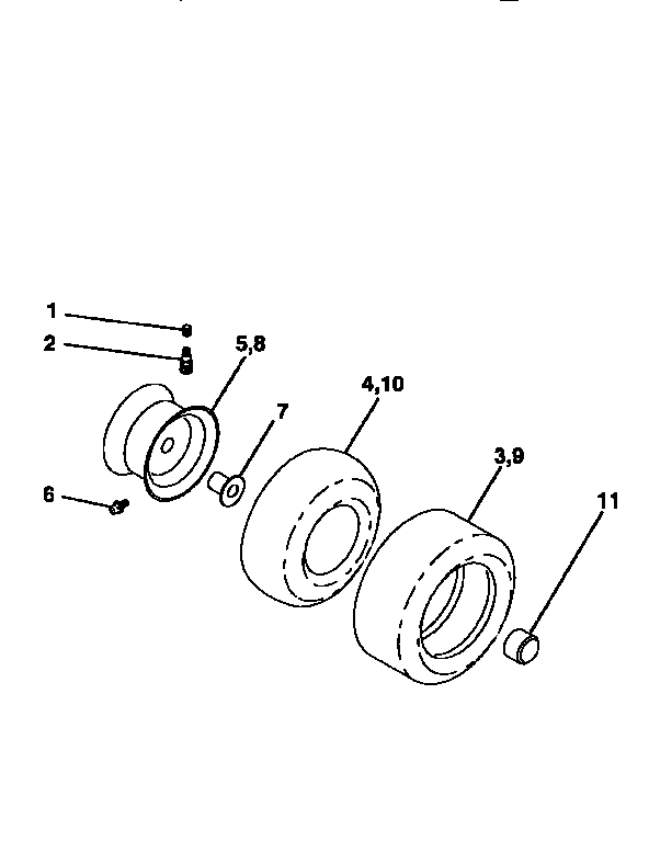 Wheels And Tires Diagram and Parts List for 917252503  Craftsman Lawn Tractor