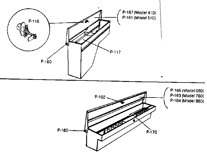 Lock And Cam For Mdls -410,510,680,780,and880 Diagram and Parts List for 49061  Craftsman Tool Stand & Cart
