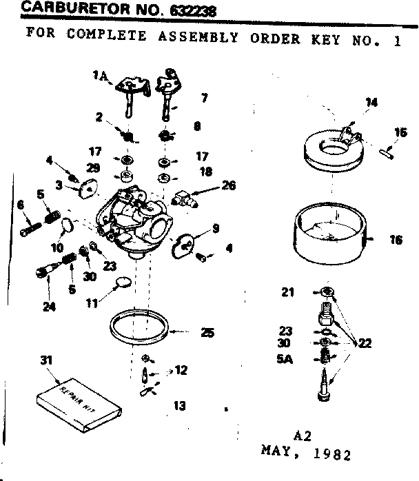 Replacement Parts Diagram and Parts List for 143326042  Craftsman Engine