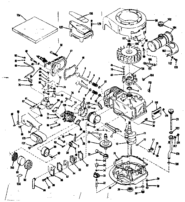 Basic Engine Diagram and Parts List for 143102161  Craftsman Engine