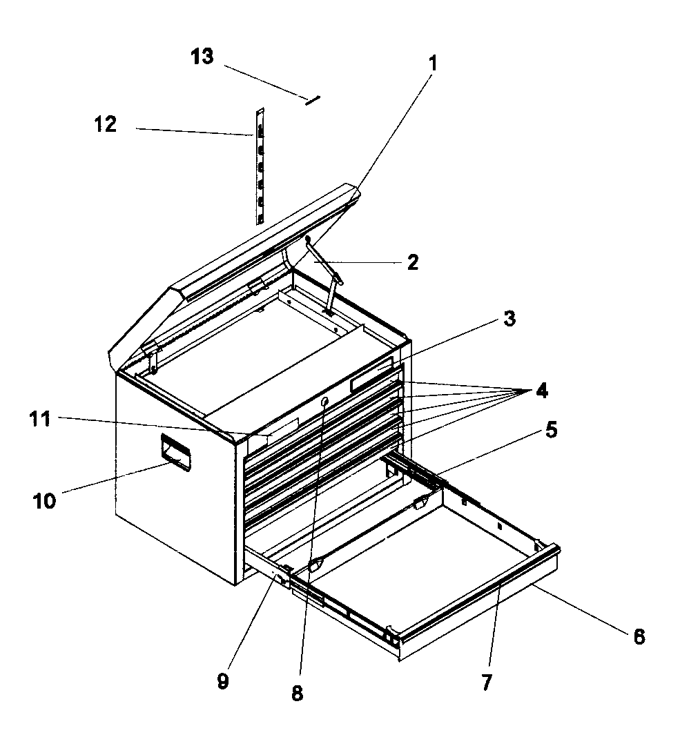 Tool Chest Diagram and Parts List for 706825361  Craftsman Tool Stand & Cart