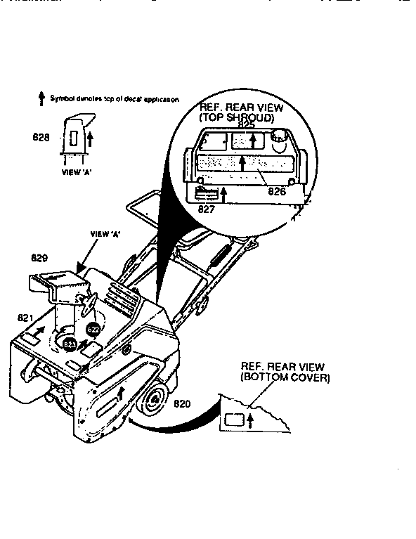 Decals Diagram and Parts List for 536886770  Craftsman Snow Blower