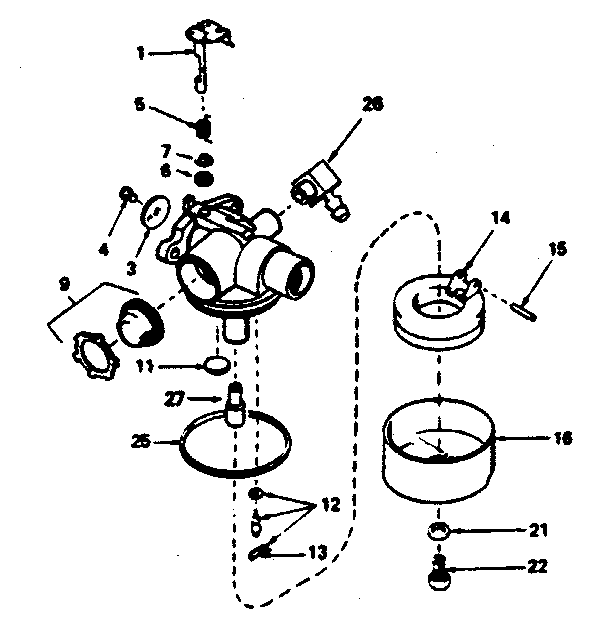 Carburetor Diagram and Parts List for 143364062  Craftsman Engine
