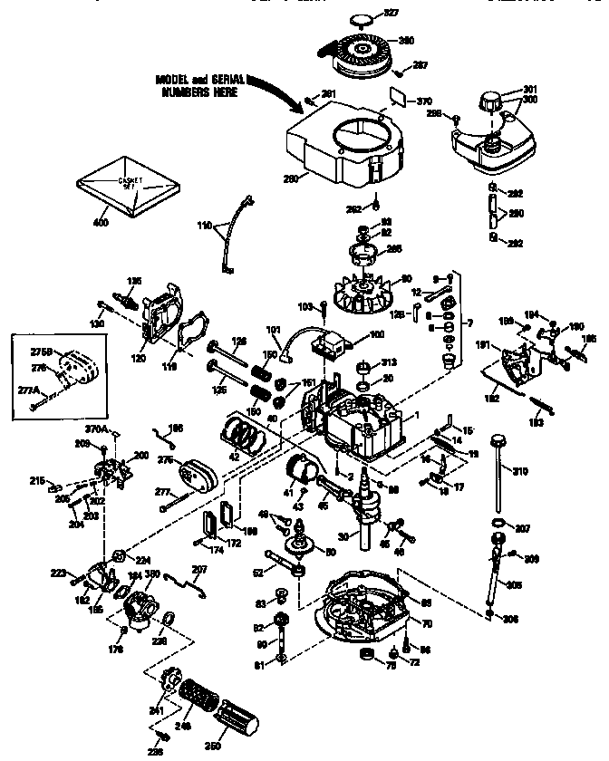 Craftsman 4-cycle Engine Diagram and Parts List for 143945014  Craftsman Engine