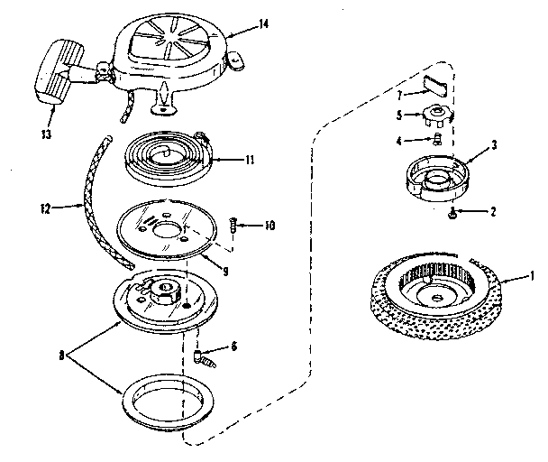 Rewind Starter Diagram and Parts List for 143524021  Craftsman Engine