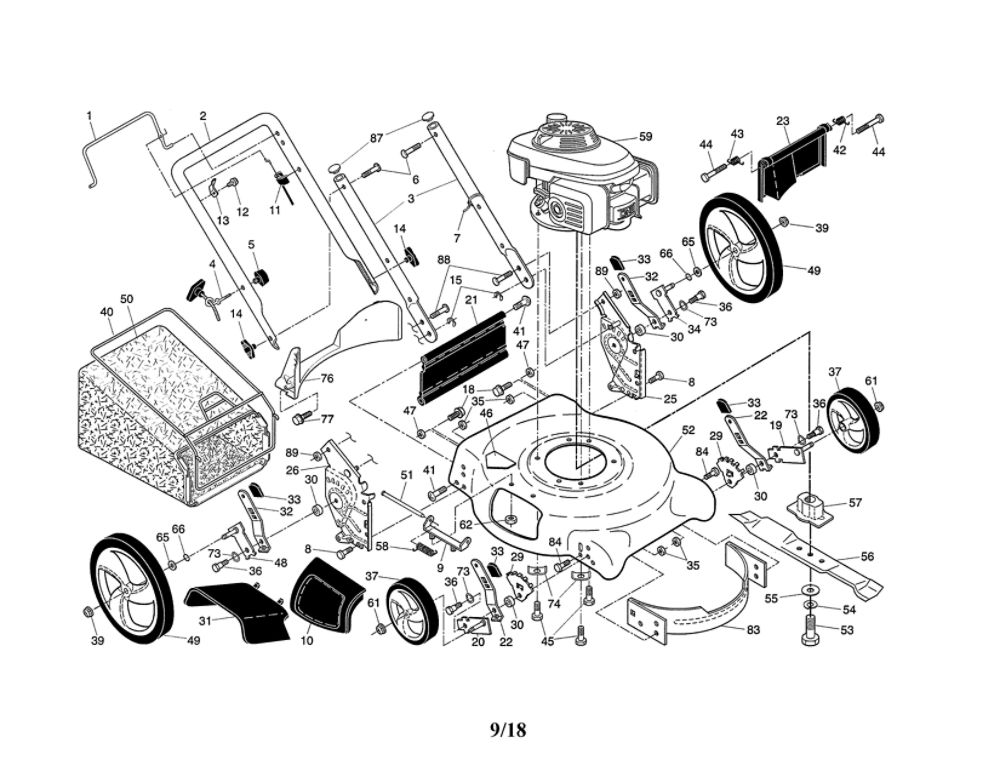 Lawn Mower Diagram and Parts List for 944364153  Craftsman Lawn Mower