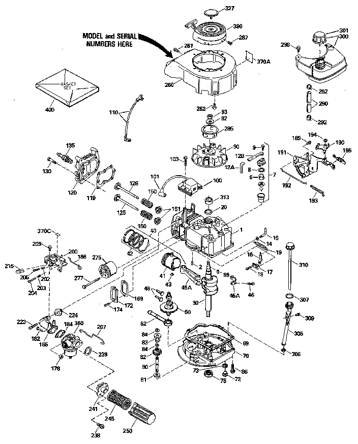 Replacement Parts Diagram and Parts List for 143414222  Craftsman Engine