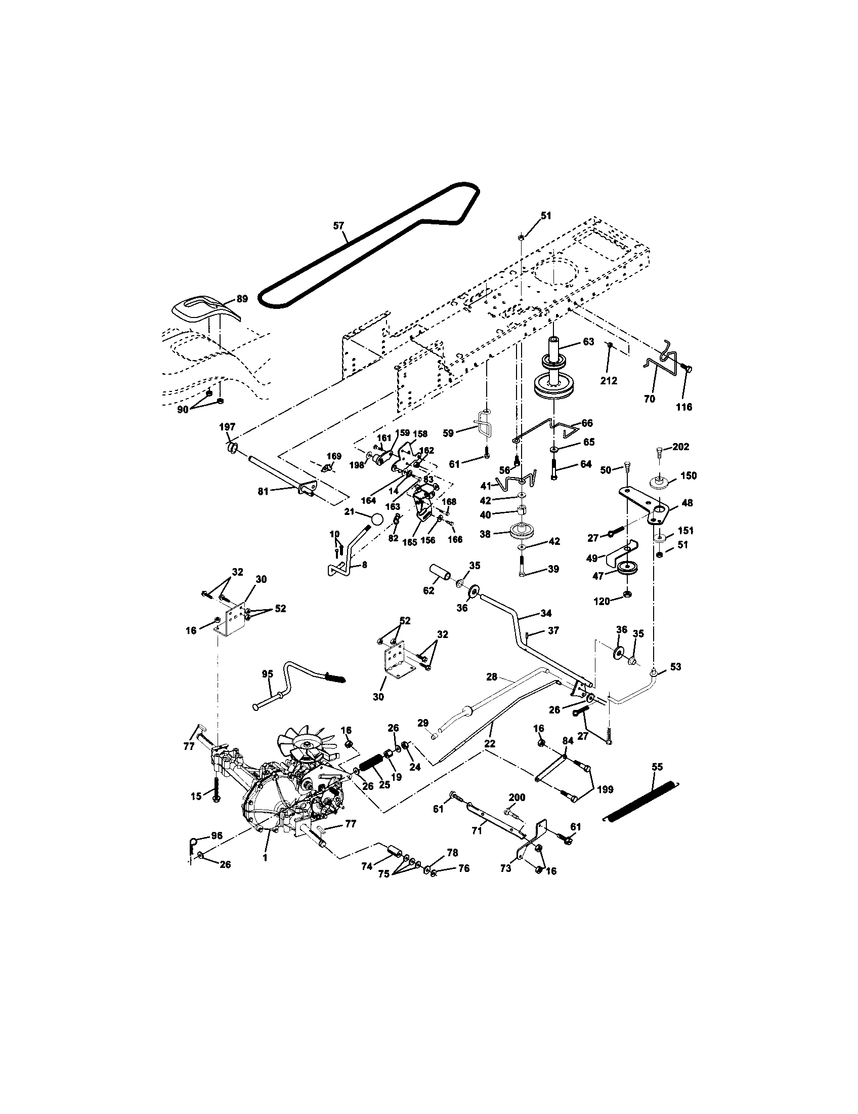 Ground Drive Diagram and Parts List for 917272441  Craftsman Lawn Tractor