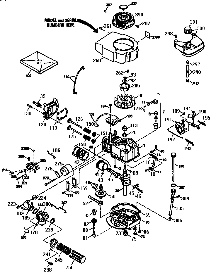 Replacement Parts Diagram and Parts List for 143953820  Craftsman Engine