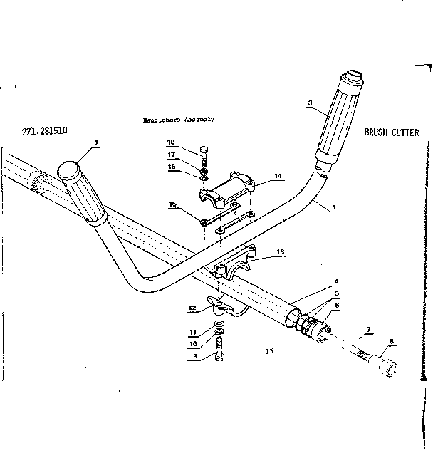 Handlebar Assembly Diagram and Parts List for 271281510  Craftsman Trimmer