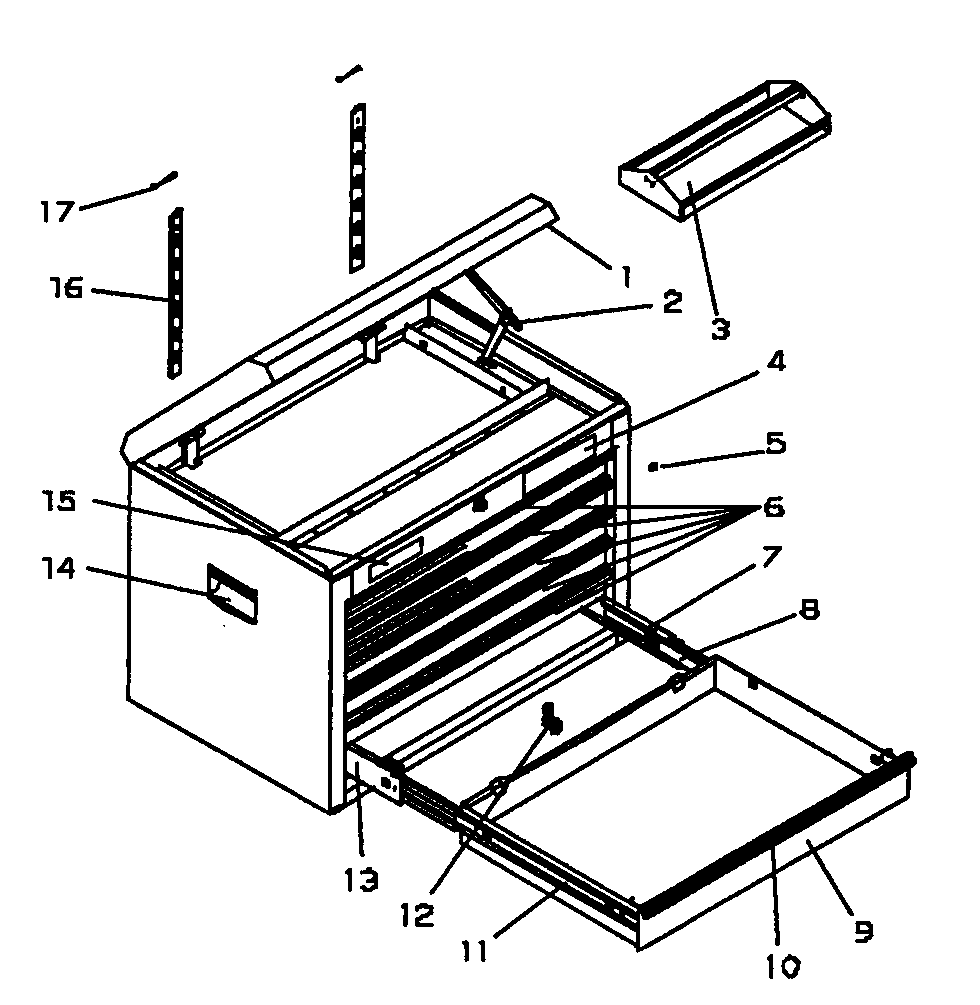 Tool Box Diagram and Parts List for 706598931  Craftsman Tool Stand & Cart