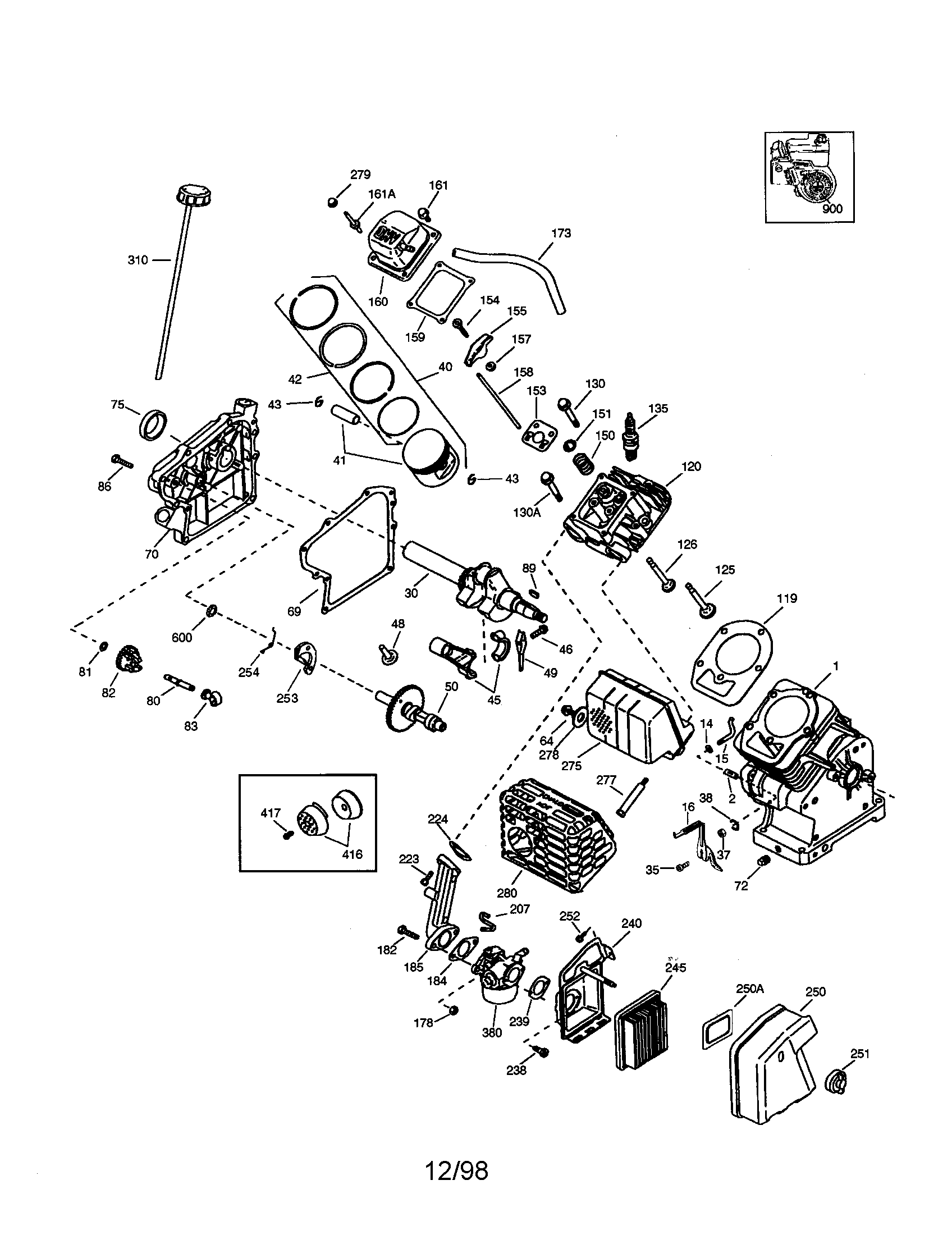 Craftsman 4-cycle Engine Diagram and Parts List for 143996005  Craftsman Engine