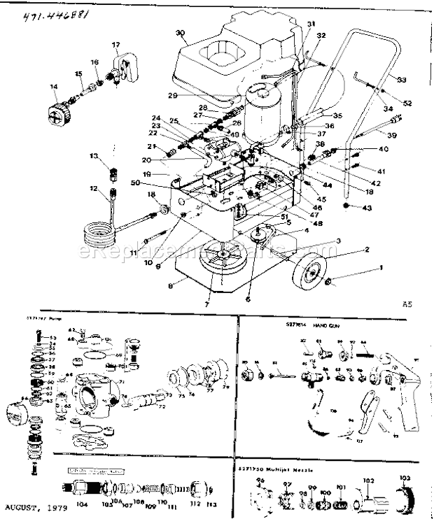 Replacement Parts Diagram and Parts List for 471446881  Craftsman Pressure Washer