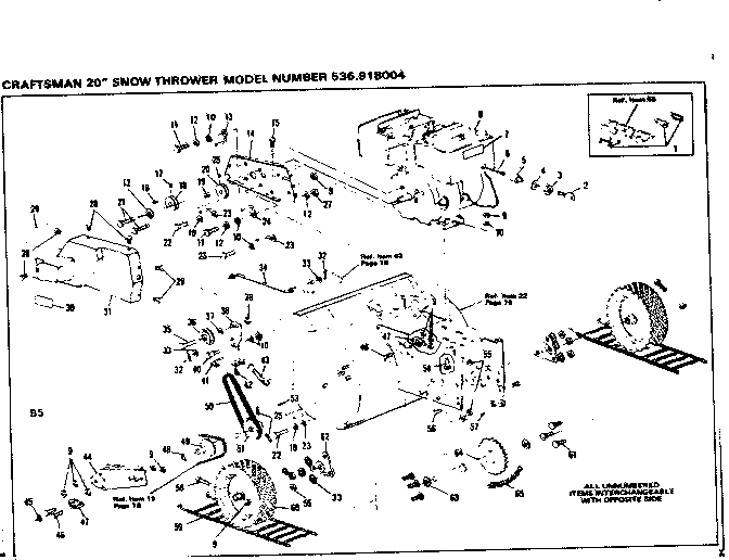 Wheel Assembly Diagram and Parts List for 536918004  Craftsman Snow Blower
