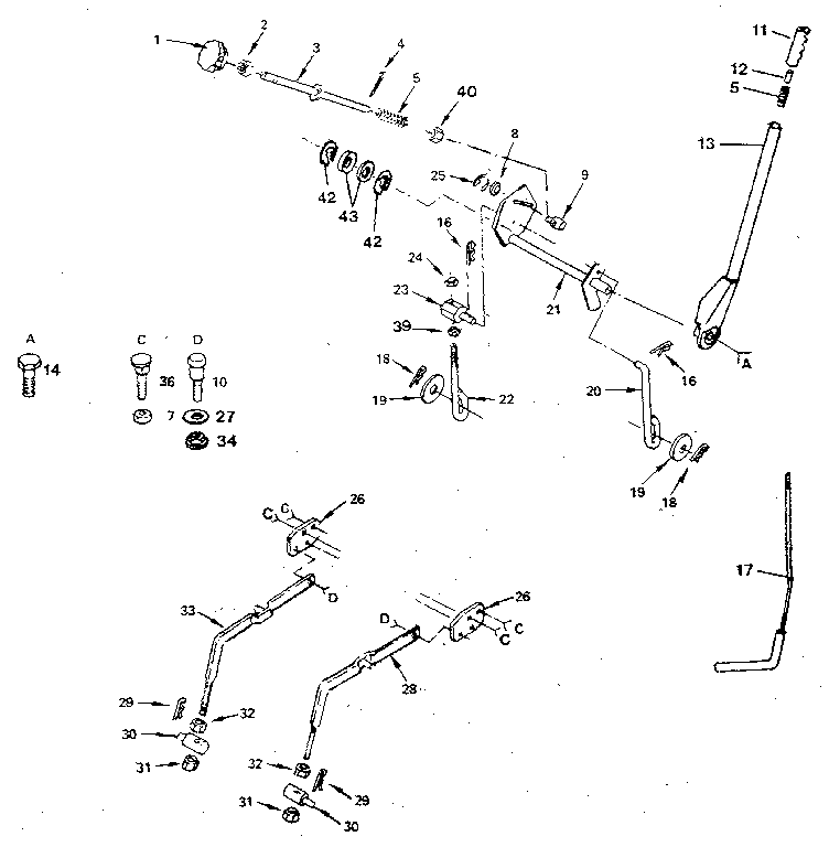 Lift Adjustment Diagram and Parts List for 917254740  Craftsman Lawn Tractor