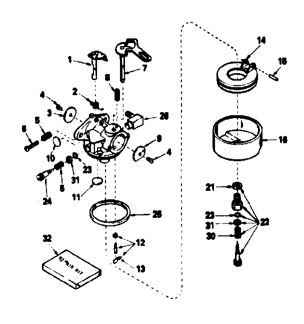 Carburetor No. 632113 Diagram and Parts List for 143794012  Craftsman Engine