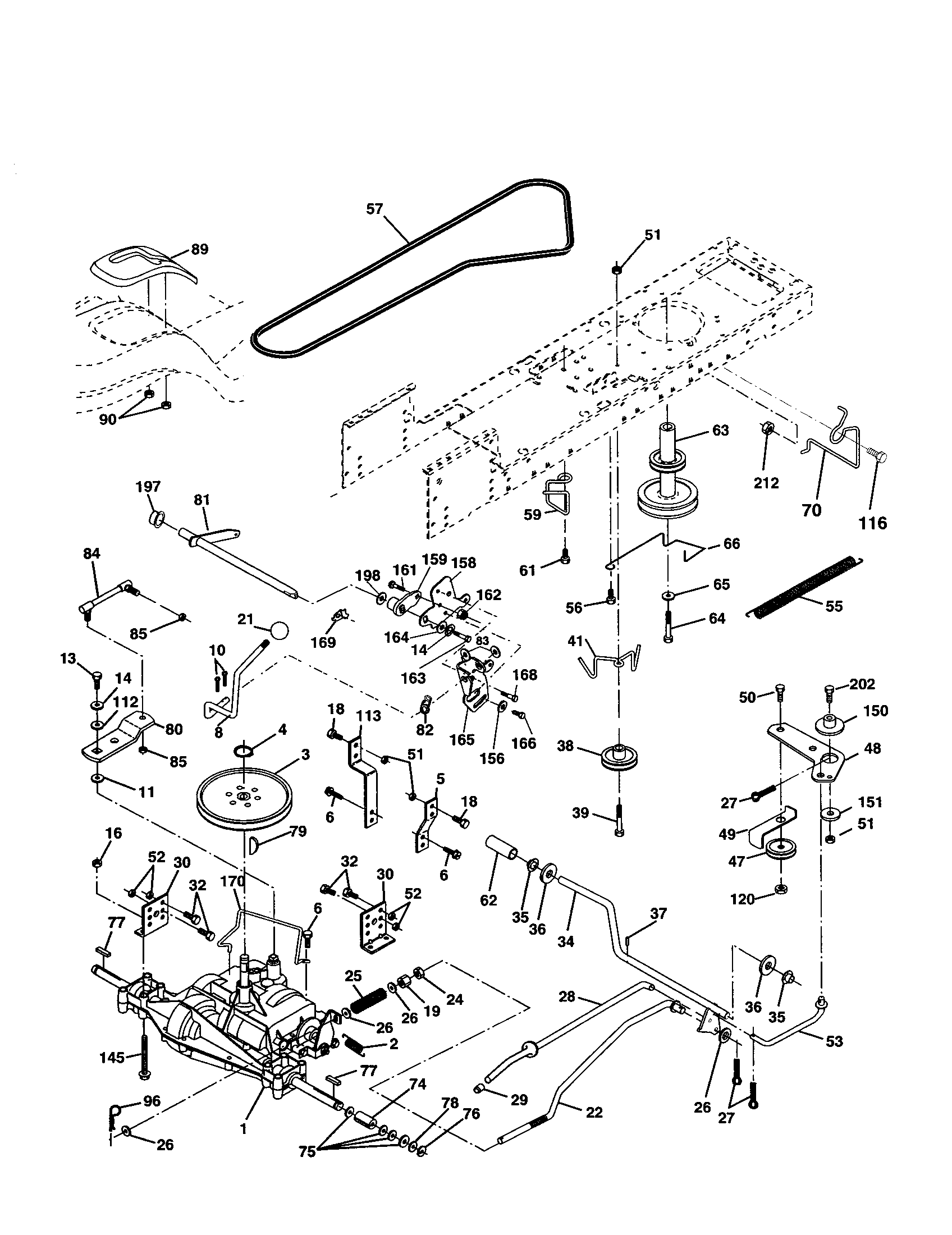 Drive Diagram and Parts List for 917277230  Craftsman Lawn Tractor