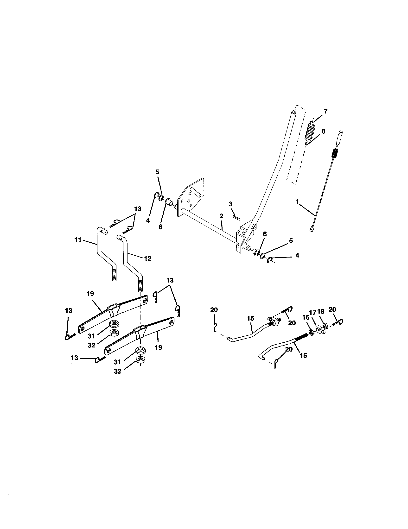 Lift Assembly Diagram and Parts List for 917272761  Craftsman Lawn Tractor