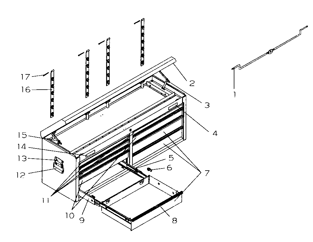 Tool Chest Diagram and Parts List for 706597296  Craftsman Tool Stand & Cart
