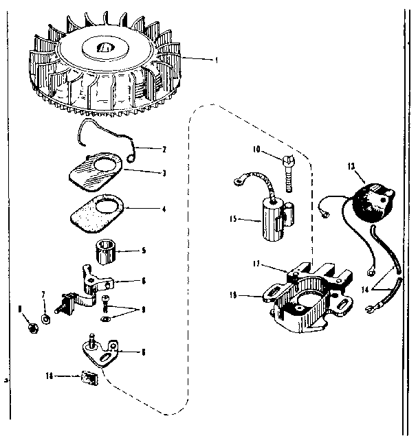 Magneto Diagram and Parts List for 143501061  Craftsman Engine
