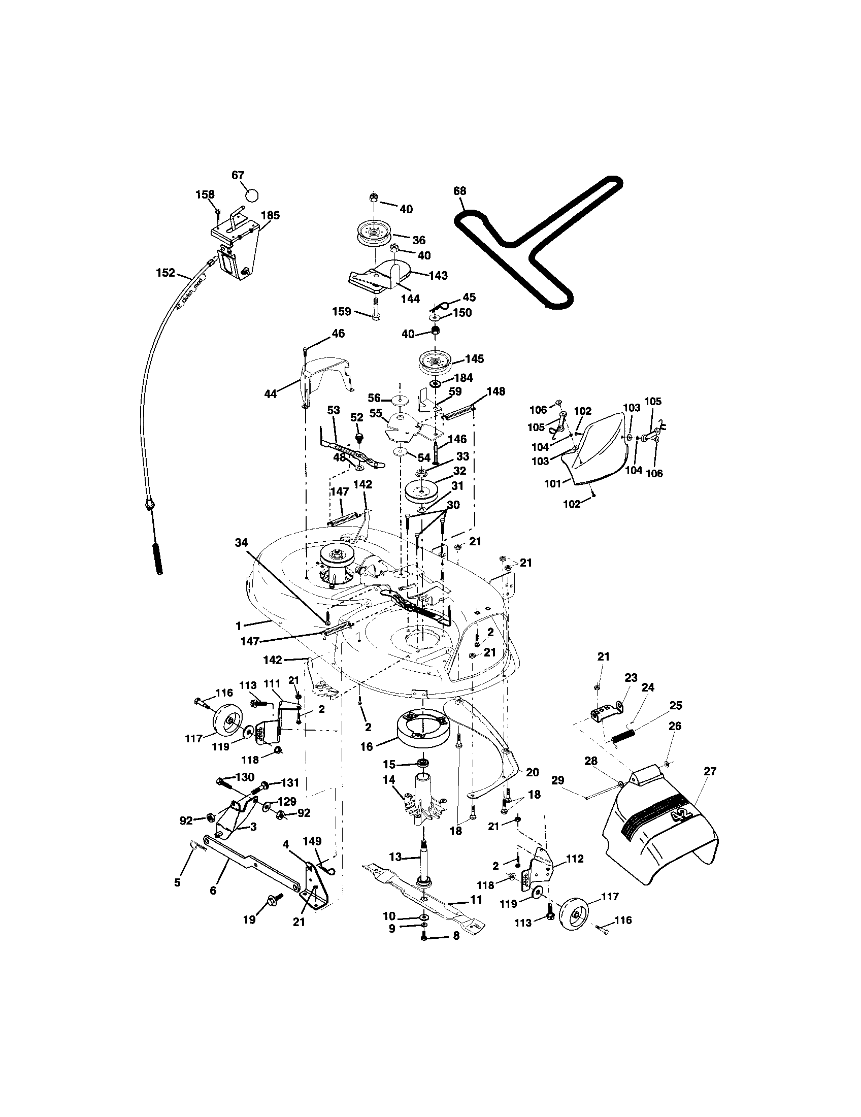 Mower Deck Diagram and Parts List for 917273520  Craftsman Lawn Tractor