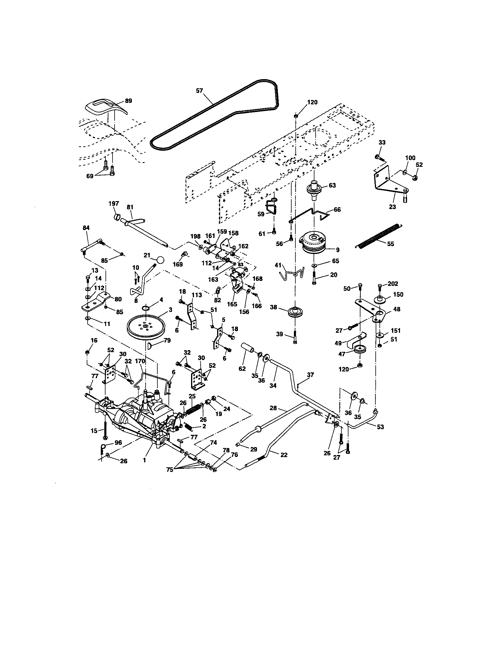 Ground Drive Diagram and Parts List for 917274630  Craftsman Lawn Tractor