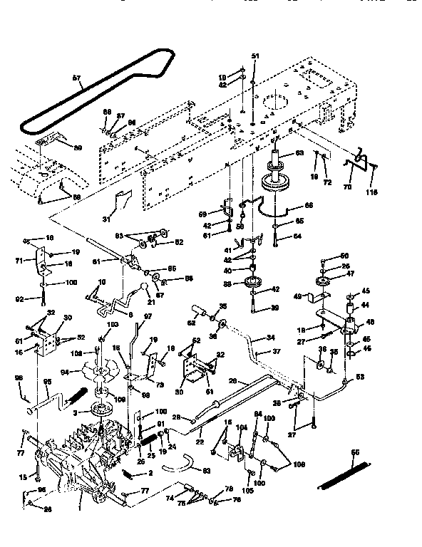 Drive Diagram and Parts List for 917256870  Craftsman Lawn Tractor