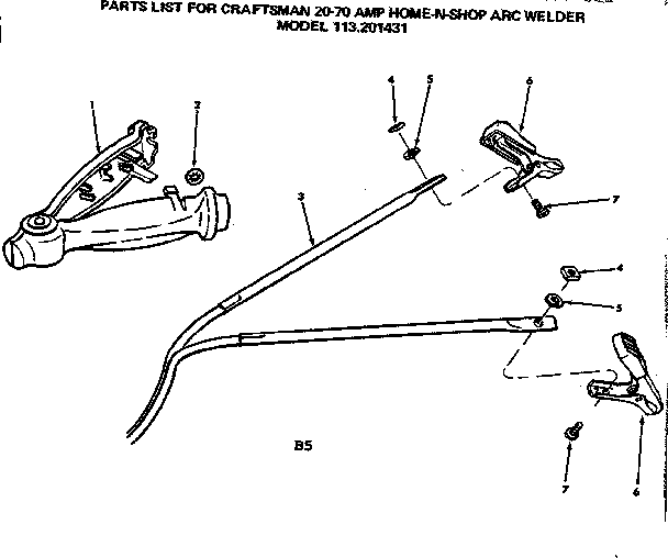 Electrode Holder Assembly Diagram and Parts List for 113201431  Craftsman Welder