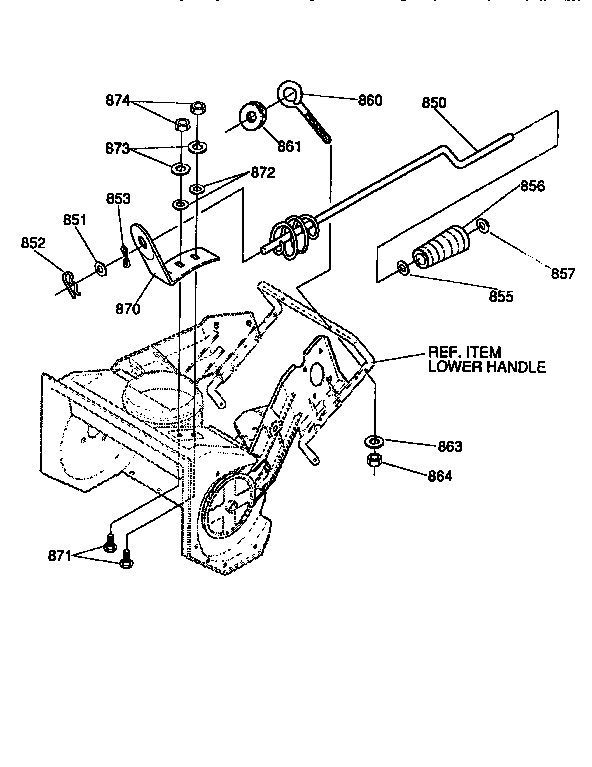 Chute Control Rod Diagram and Parts List for 88414  Craftsman Snow Blower