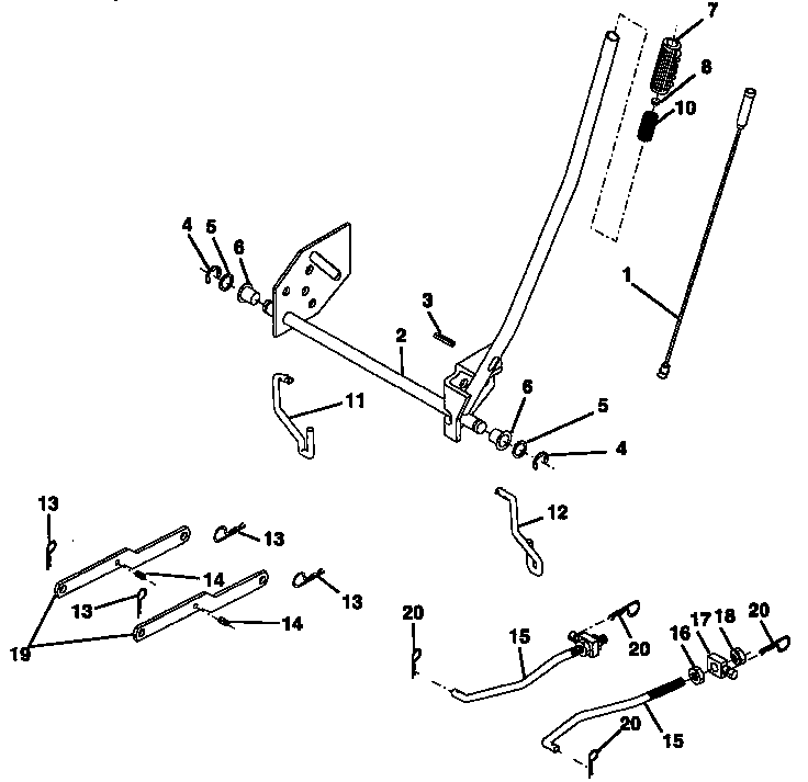 Mower Lift Diagram and Parts List for 917257620  Craftsman Lawn Tractor