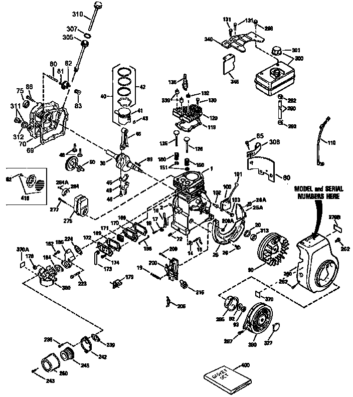 Replacement Parts Diagram and Parts List for 143943009  Craftsman Engine