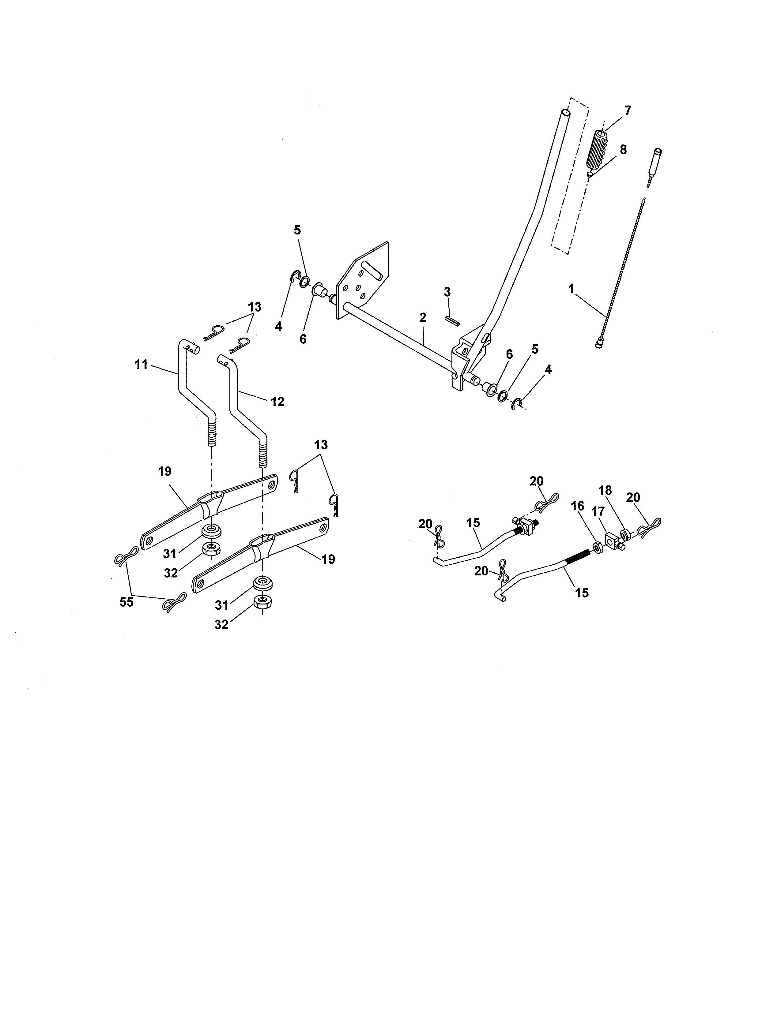 Lift Diagram and Parts List for 917280152  Craftsman Lawn Tractor