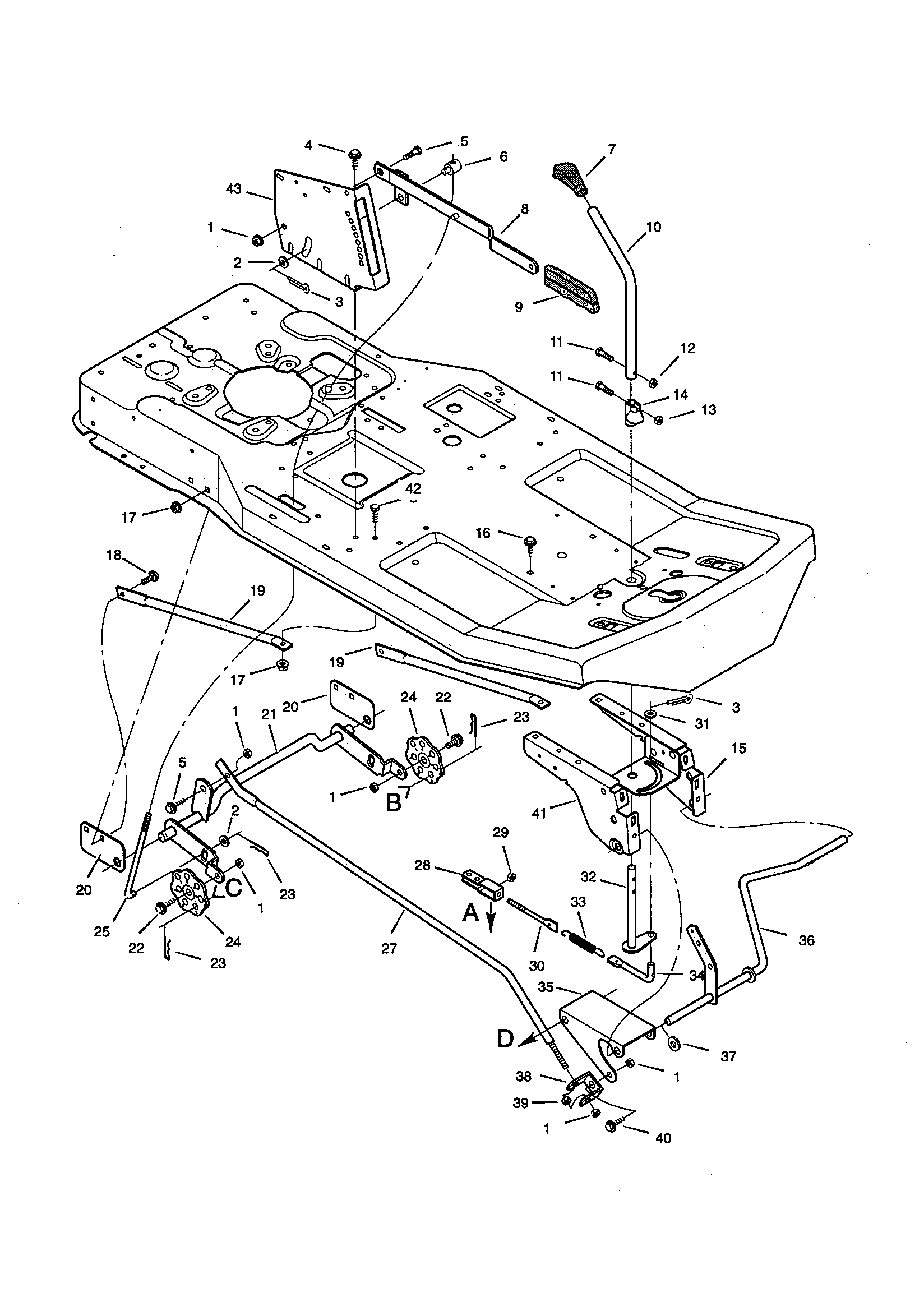 Mower Housing Suspension Diagram and Parts List for 536270211  Craftsman Engine