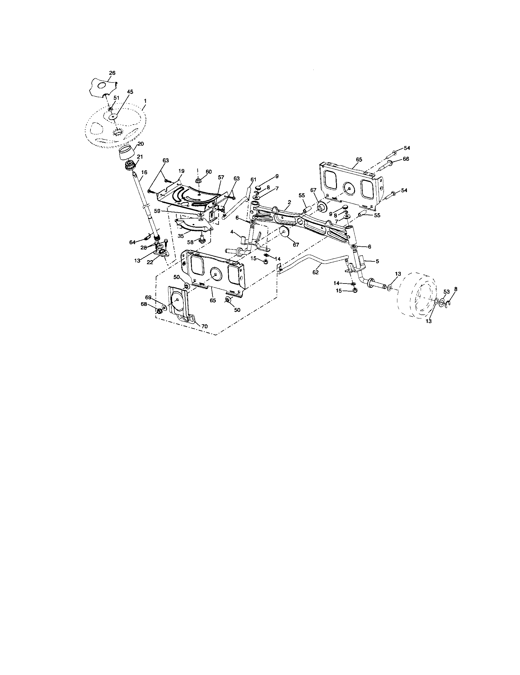 Steering Diagram and Parts List for 917276904  Craftsman Lawn Tractor