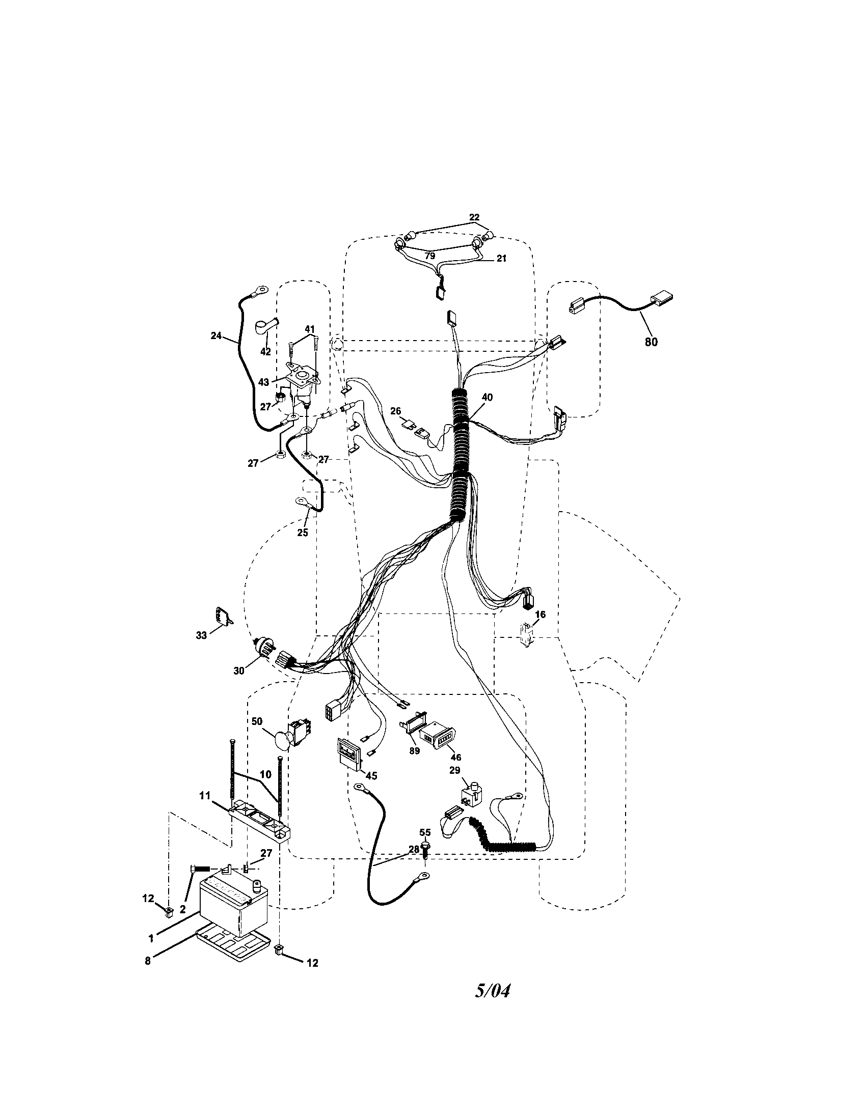 Electrical Diagram and Parts List for 917273637  Craftsman Lawn Tractor
