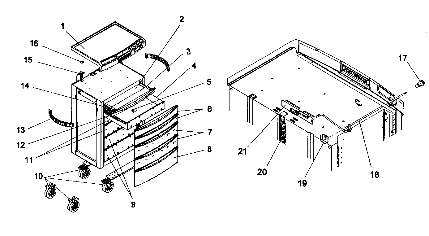 Toolbox Diagram and Parts List for 706954670  Craftsman Tool Stand & Cart