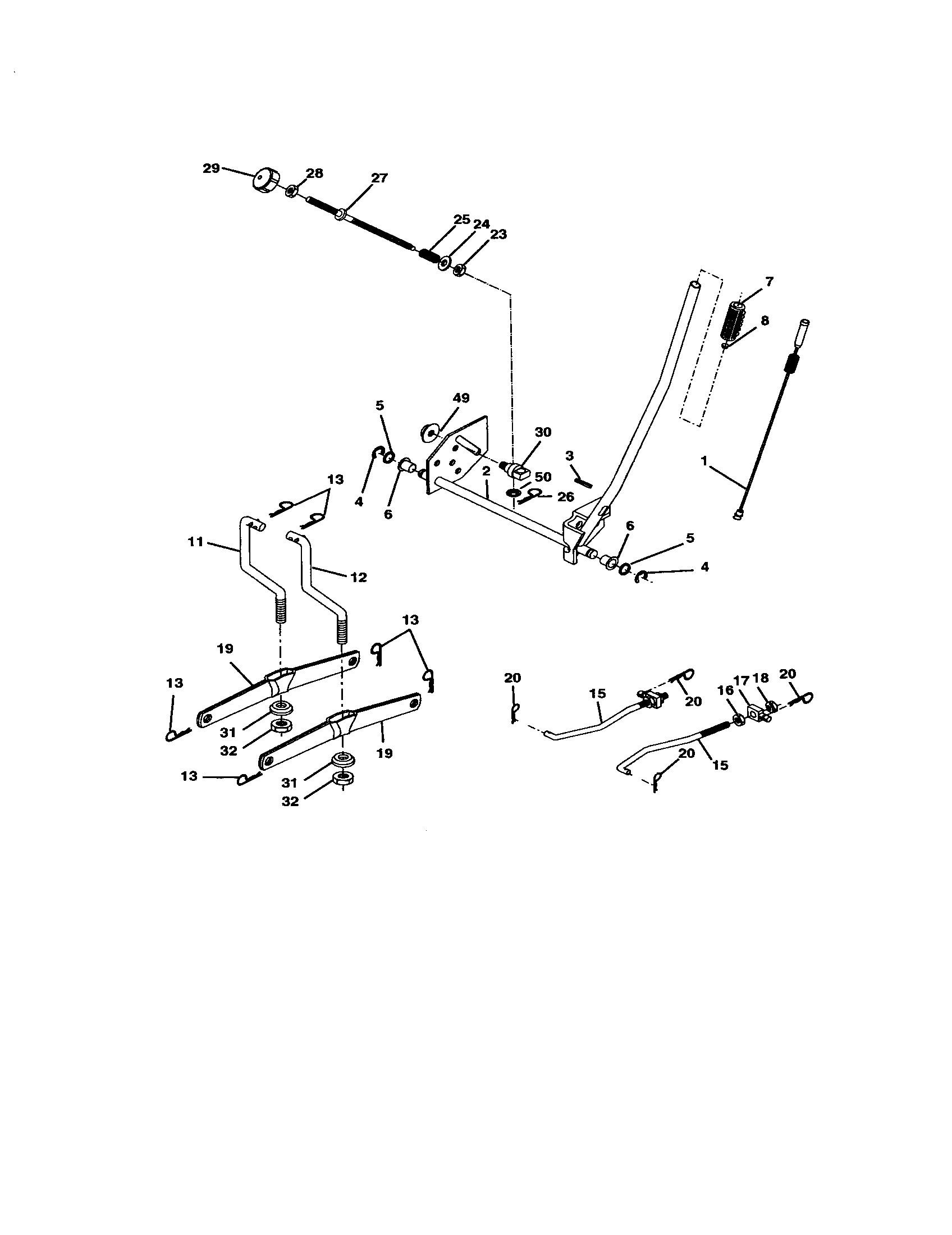 Lift Assembly Diagram and Parts List for 917272051  Craftsman Lawn Tractor
