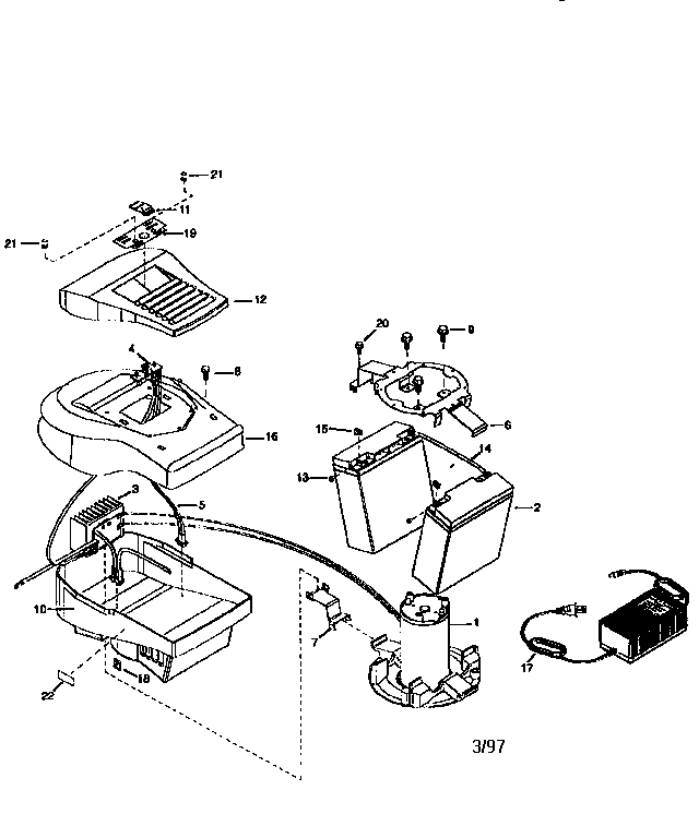 Replacement Parts Diagram and Parts List for 143970002  Craftsman Power Motor