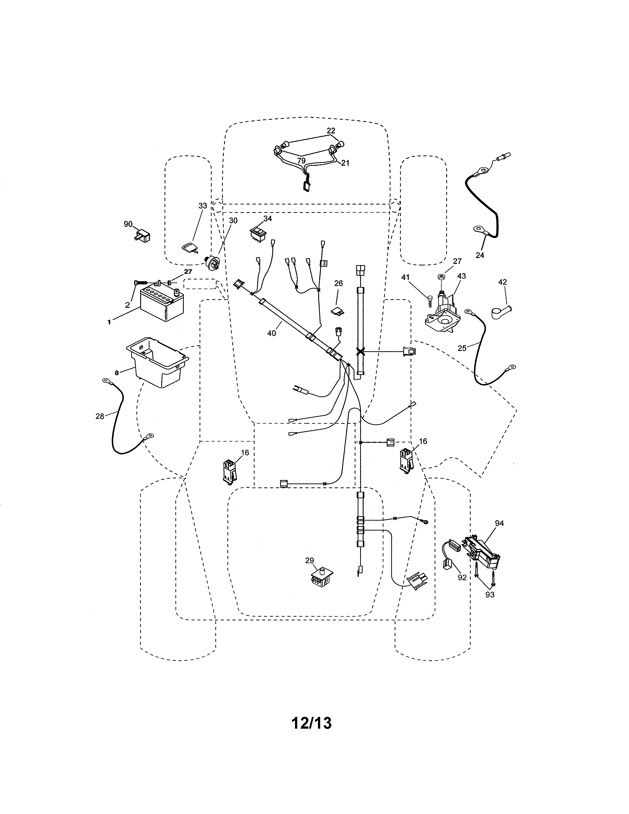 Electrical Diagram and Parts List for 917280152  Craftsman Lawn Tractor
