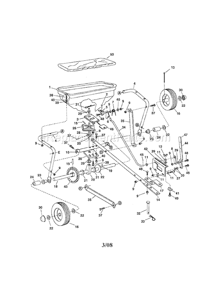 Spreader Diagram and Parts List for 486243234  Craftsman Spreader