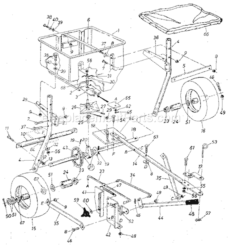 Replacement Parts Diagram and Parts List for 486243951  Craftsman Spreader
