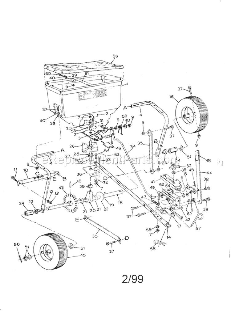 Broadcast Spreader Diagram and Parts List for 486243953  Craftsman Spreader