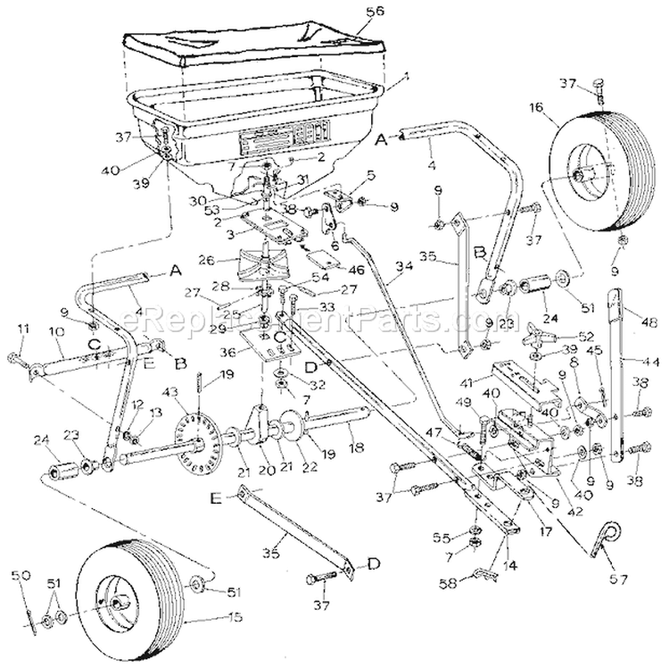 Replacement Parts Diagram and Parts List for 486243960  Craftsman Spreader