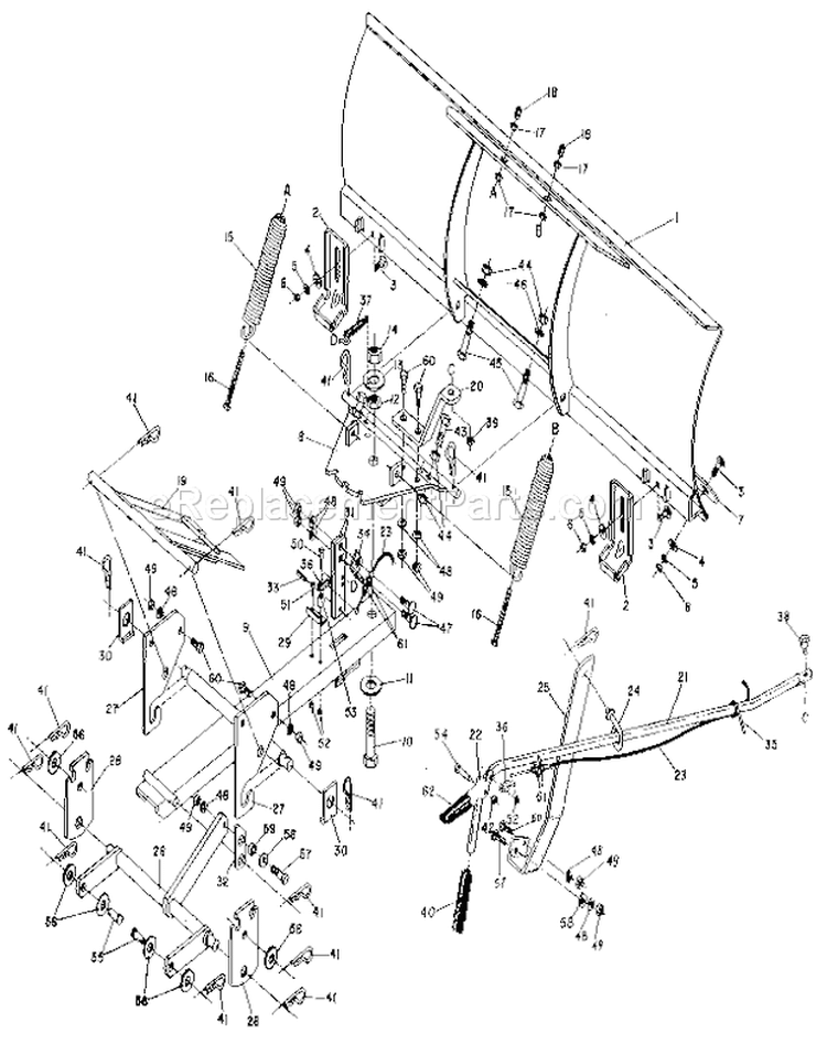 Replacement Parts Diagram and Parts List for 486244021  Craftsman Snow Blower