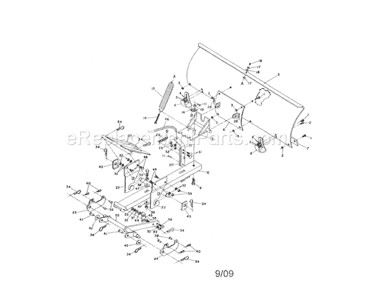 Snow Blade Diagram and Parts List for 486244071  Craftsman Snow Blower