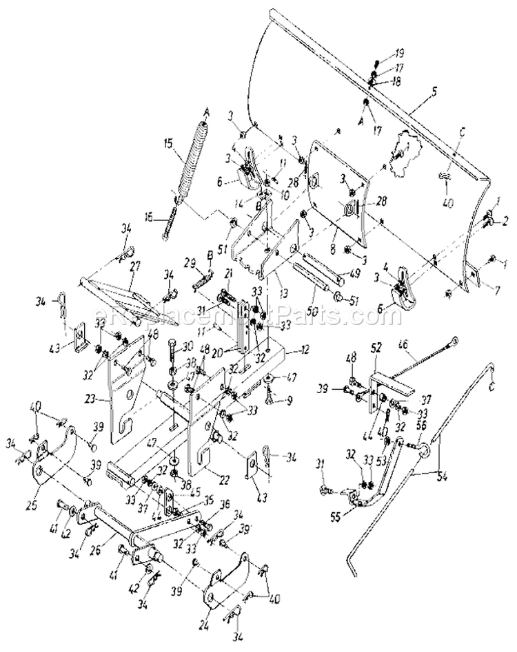 42" Snow Blade Diagram and Parts List for 486244073  Craftsman Snow Blower